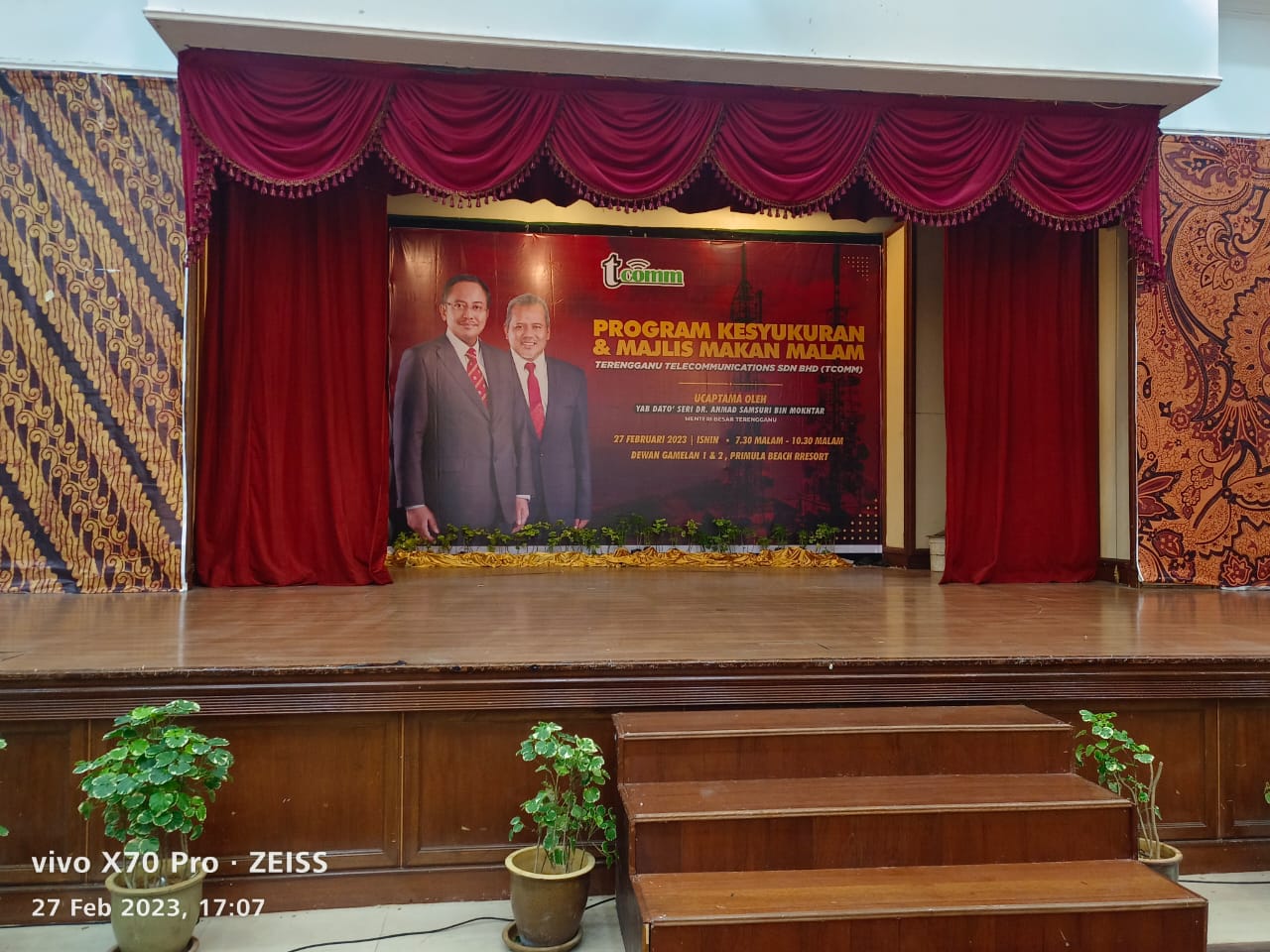 Persiapan awal sebelum Program Kesyukuran dan Majlis Makan Malam Terengganu Telecommunications Sdn Bhd (TCOMM)